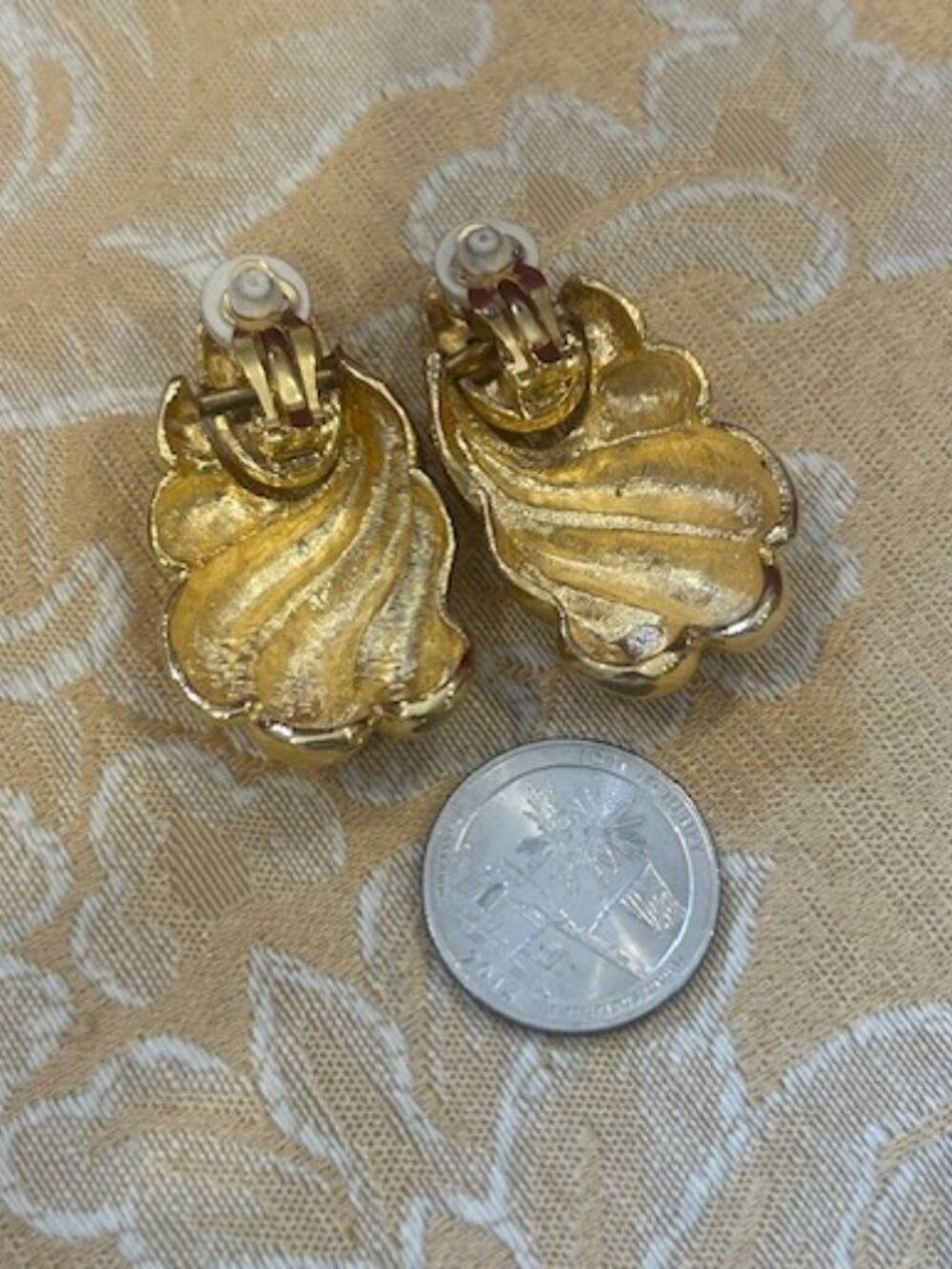 ANNE KLEIN Large Gold Door Knocker Statement EARRINGS - Picture 7 of 9